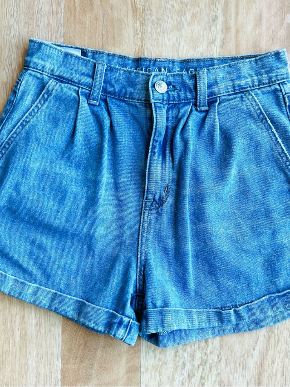 American Eagle Outfitters Light Blue High-Rise Denim Shorts